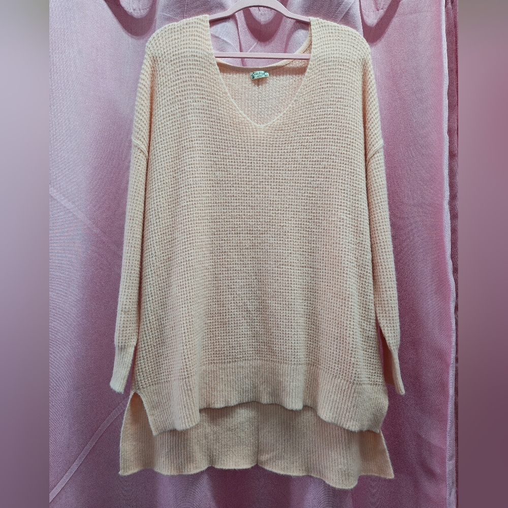 Free People Intimately Pink Salmon Knit Sweater Sz S/XS